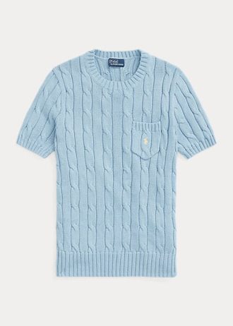 AZURE Women’s Ralph Lauren Cable-Knit Cotton Short-Sleeve Sweaters