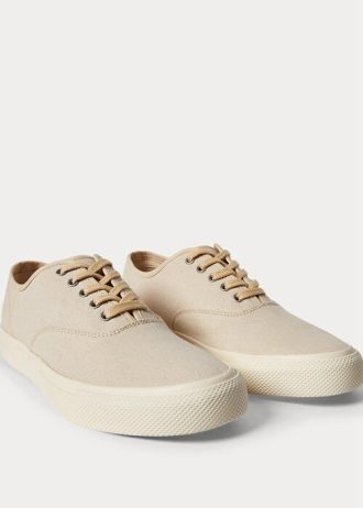 Beige Men’s Ralph Lauren Canvas Sneakers