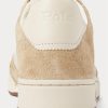 Beige Men’s Ralph Lauren Court Leather-Suede Sneakers