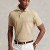 Beige Men’s Ralph Lauren Custom Slim Fit Mesh Polo Shirts