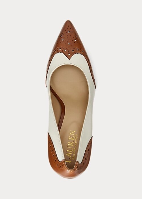 Beige / White Women’s Ralph Lauren Lynden Nappa & Burnished Leather Heels Beige / White Women’s Ralph Lauren Lynden Nappa & Burnished Leather Heels