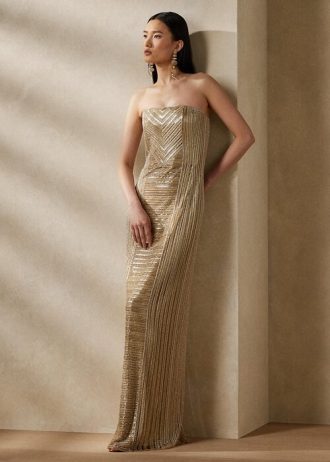 Beige Women’s Ralph Lauren Collingwood Embellished Evening Dress