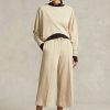 Beige Women’s Ralph Lauren Cropped Fleece Wide-Leg Pants