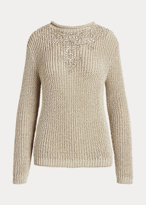 Beige Women’s Ralph Lauren Embellished Silk Rollneck Sweaters Beige Women’s Ralph Lauren Embellished Silk Rollneck Sweaters