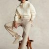 Beige Women’s Ralph Lauren Logo Cable-quilted Jerseys  Pants