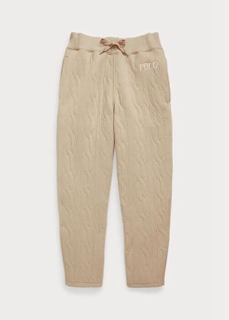 Beige Women’s Ralph Lauren Logo Cable-quilted Jerseys  Pants