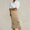 Beige Women’s Ralph Lauren Pointelle-knit Macrame Fringe Skirts