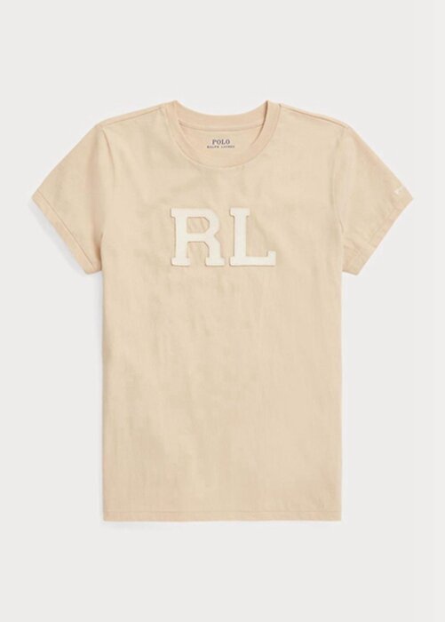 Beige Women’s Ralph Lauren Rl-suede-applique Jersey T Shirts Beige Women’s Ralph Lauren Rl-suede-applique Jersey T Shirts