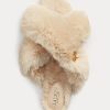 Beige Women’s Ralph Lauren Sydni Faux-Fur Flat Shoes Beige Women’s Ralph Lauren Sydni Faux-Fur Flat Shoes