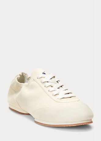 Beige Women’s Ralph Lauren The Suede Pony Ballerina Sneakers