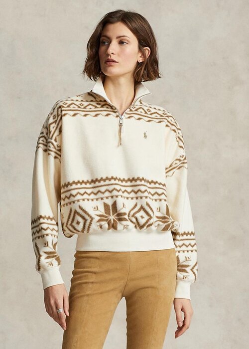 Beige Women’s Ralph Lauren Tonal Fair Isle-motif Fleece Pullover Sweatshirts Beige Women’s Ralph Lauren Tonal Fair Isle-motif Fleece Pullover Sweatshirts