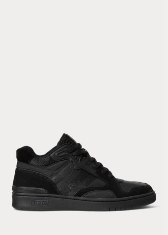 Black / Black Men’s Ralph Lauren Court Mid Pro Sneakers Black / Black Men’s Ralph Lauren Court Mid Pro Sneakers
