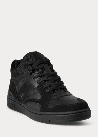 Black / Black Men’s Ralph Lauren Court Mid Pro Sneakers Black / Black Men’s Ralph Lauren Court Mid Pro Sneakers