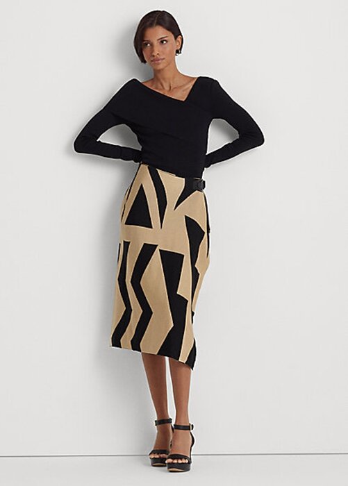 Black / Brown Women’s Ralph Lauren Geo-Print Cotton-Blend Pencil Skirts Black / Brown Women’s Ralph Lauren Geo-Print Cotton-Blend Pencil Skirts