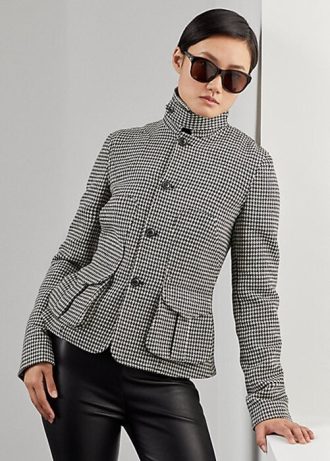 Black / Cream Women’s Ralph Lauren Cartwright Houndstooth Wool-Blend Jackets