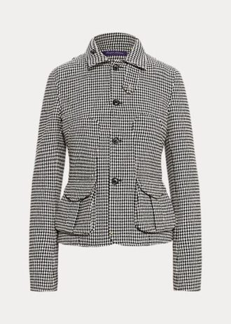 Black / Cream Women’s Ralph Lauren Cartwright Houndstooth Wool-Blend Jackets