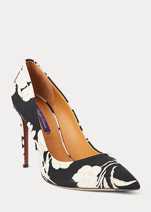 Black / Cream Women’s Ralph Lauren Celia Floral-Print Heels Black / Cream Women’s Ralph Lauren Celia Floral-Print Heels
