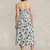 Black / Cream Women’s Ralph Lauren Floral Linen Strapless Dress