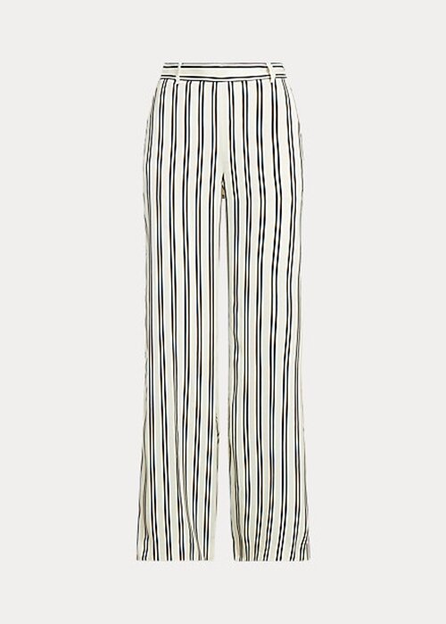 Black / Cream Women’s Ralph Lauren Striped Satin Wide-Leg Pants Black / Cream Women’s Ralph Lauren Striped Satin Wide-Leg Pants