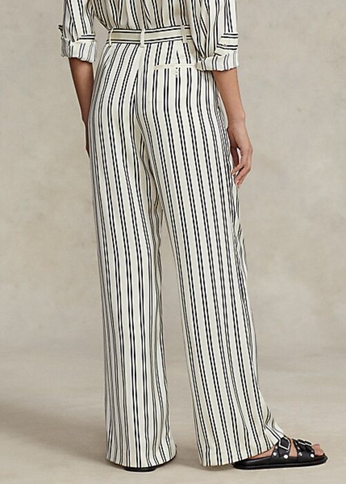 Black / Cream Women’s Ralph Lauren Striped Satin Wide-Leg Pants Black / Cream Women’s Ralph Lauren Striped Satin Wide-Leg Pants
