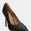 Black / Gold Women’s Ralph Lauren Lindella Embossed-Leather Heels Black / Gold Women’s Ralph Lauren Lindella Embossed-Leather Heels