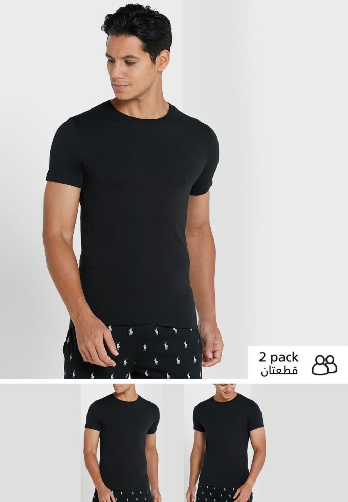 Black Men’s Ralph Lauren 2 Pack Essential Crew Neck T Shirts