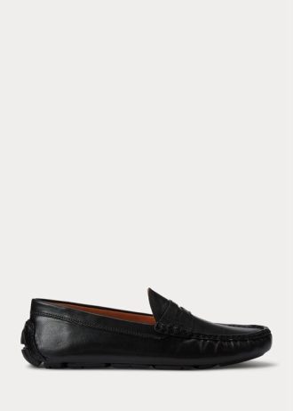 Black Men’s Ralph Lauren Anders Leather Driver Casual Shoes