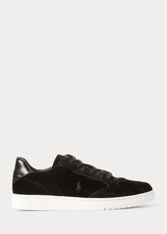 Black Men’s Ralph Lauren Court Velvet Low-Top Sneakers