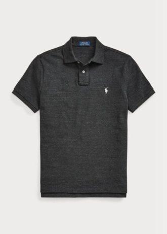 Black Men’s Ralph Lauren Custom Slim Fit Mesh Polo Shirts
