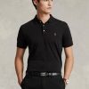 Black Men’s Ralph Lauren Custom Slim Fit Soft Cotton Polo Shirts