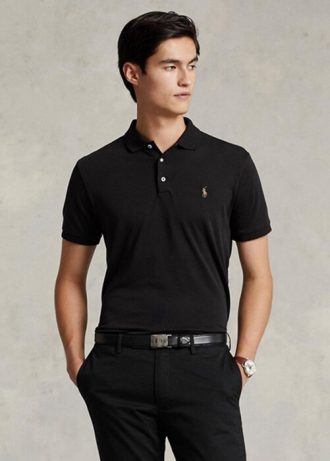 Black Men’s Ralph Lauren Custom Slim Fit Soft Cotton Polo Shirts Black Men’s Ralph Lauren Custom Slim Fit Soft Cotton Polo Shirts