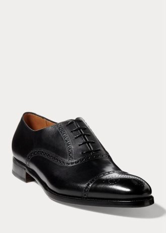Black Men’s Ralph Lauren Denver Cap-Toe Dress Shoes
