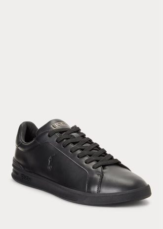 Black Men’s Ralph Lauren Heritage Court II Leather Sneakers