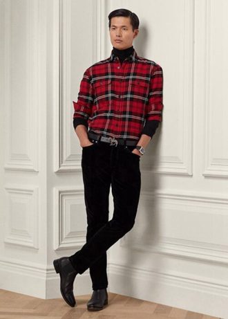 Black Men’s Ralph Lauren Slim Fit Stretch Velvet  Jeans