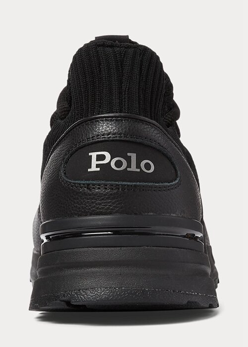 Black Men’s Ralph Lauren Trackster 200II Knit Sneakers Black Men’s Ralph Lauren Trackster 200II Knit Sneakers