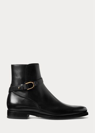 Black Men’s Ralph Lauren Welington Burnished Calfskin Boots