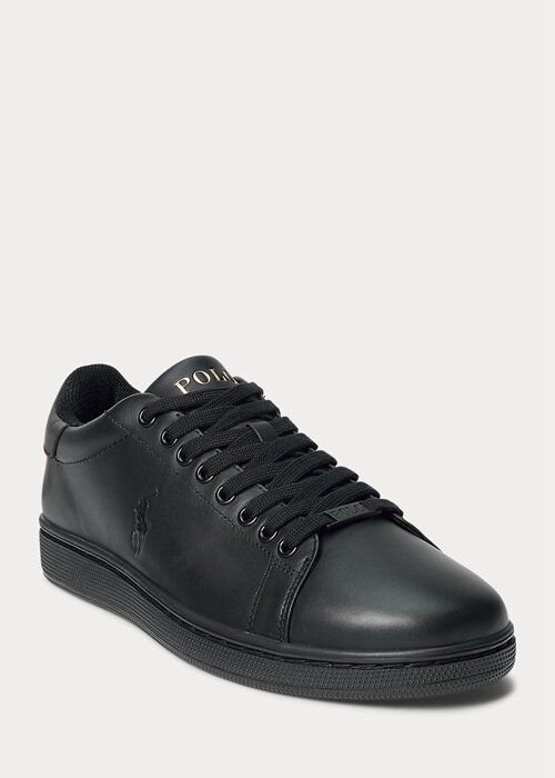 Black Men’s Ralph Lauren Wilton Leather Sneakers Black Men’s Ralph Lauren Wilton Leather Sneakers
