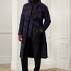 Black / Nacy Men’s Ralph Lauren Plaid Wool Twill Balmacaan Topcoat Coats