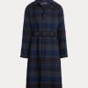 Black / Nacy Men’s Ralph Lauren Plaid Wool Twill Balmacaan Topcoat Coats
