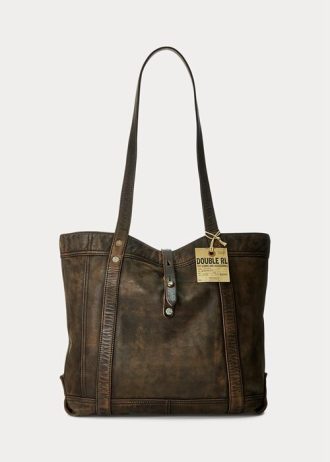 Black Over Brown Women’s Ralph Lauren Leather Tote Bags