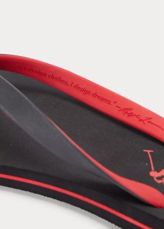 Black / Red Men’s Ralph Lauren Bolt Pony Flip Flops