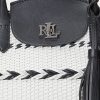 Black/Snow White Women’s Ralph Lauren Geo-Motif Woven Leather Large Perri Tote Bags