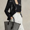 Black/White Houndstooth Women’s Ralph Lauren Houndstooth Medium Bellport Tote Bags