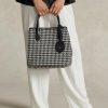 Black/White Houndstooth Women’s Ralph Lauren Houndstooth Medium Bellport Tote Bags