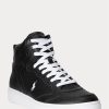 Black / White Men’s Ralph Lauren Court Leather High-Top Sneakers Black / White Men’s Ralph Lauren Court Leather High-Top Sneakers