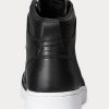 Black / White Men’s Ralph Lauren Court Leather High-Top Sneakers Black / White Men’s Ralph Lauren Court Leather High-Top Sneakers
