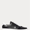 Black / White Men’s Ralph Lauren Court Leather-Suede Sneakers