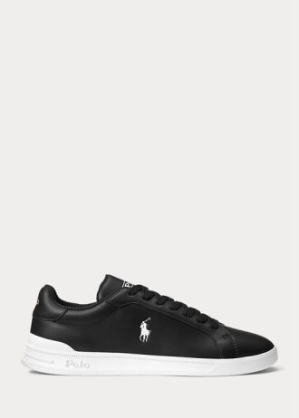 Black / White Men’s Ralph Lauren Heritage Court II Leather Sneakers