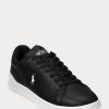 Black / White Men’s Ralph Lauren Heritage Court II Leather Sneakers