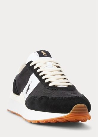 Black / White Men’s Ralph Lauren Train 89 Suede & Oxford Sneakers